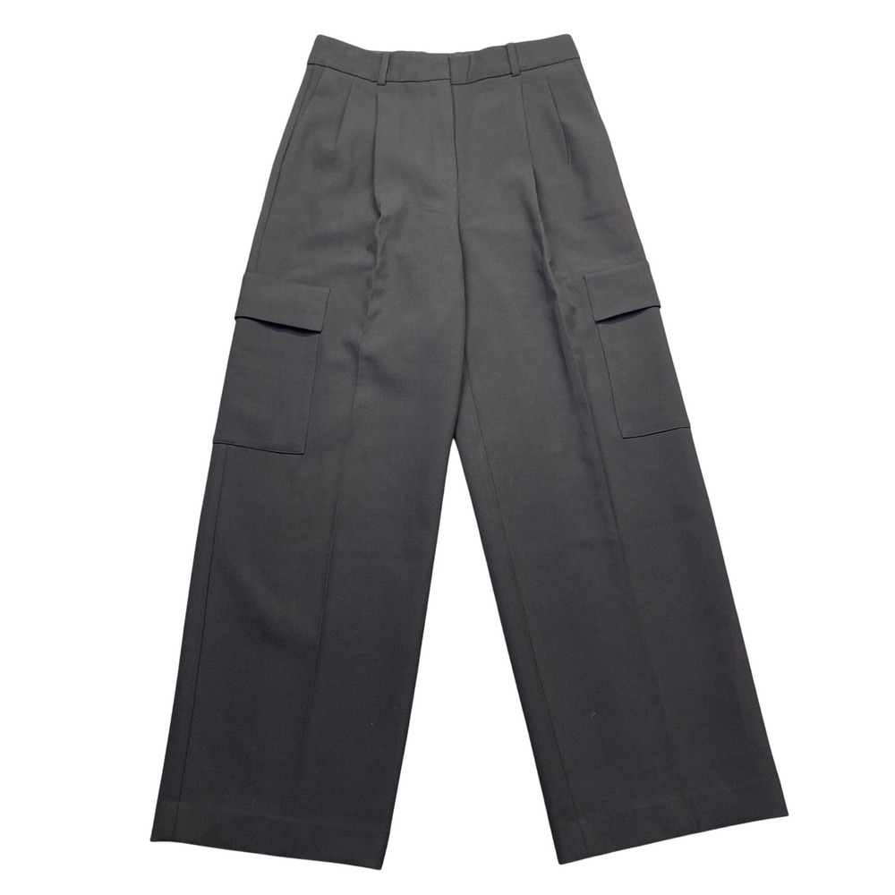 Babaton Aritzia Black Cargo Trousers Wide Leg Pleated Pants 113938 Size 4